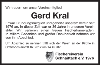 Traueranzeige von Gerd Kral von Pegnitz-Zeitung